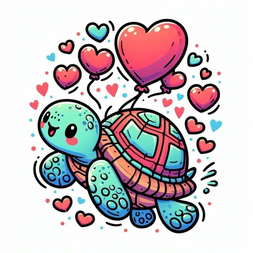 Turtle Valentines Day Magnet